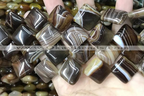CAA4235 15.5 inches 18*18mm diamond line agate beads wholesale