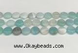 CAA4600 15.5 inches 14mm flat round banded agate beads wholesale