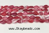 CAA4689 15.5 inches 10*14mm flat teardrop banded agate beads wholesale