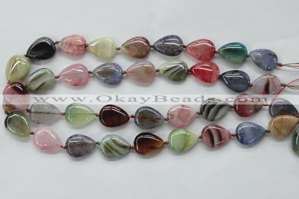 CAA557 15.5 inches 15*20mm flat teardrop dyed madagascar agate beads