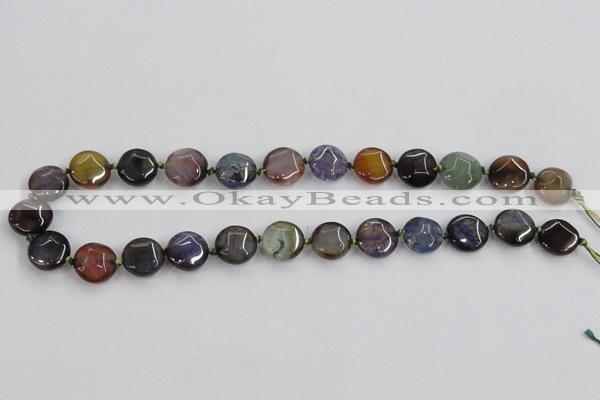 CAA561 15.5 inches 14mm faceted flat round dragon veins agate beads