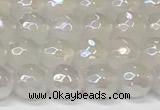 CAA5630 15 inches 6mm faceted round AB-color white agate beads