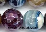 CAA6012 15 inches 12mm faceted round AB-color line agate beads