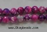 CAA795 15.5 inches 8mm faceted round fire crackle agate beads
