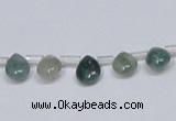 CAB414 15.5 inches 7*9mm flat teardrop moss agate gemstone beads