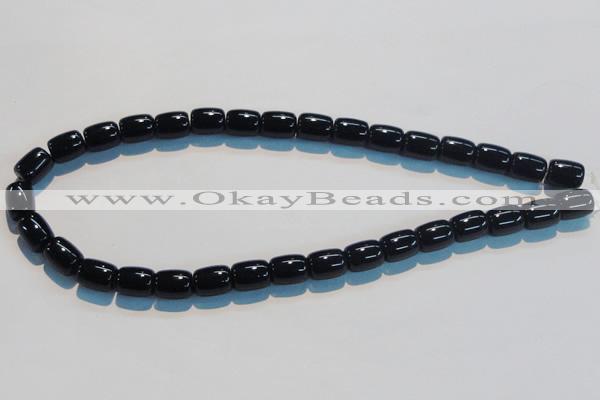 CAB819 15.5 inches 10*12mm drum black agate gemstone beads wholesale