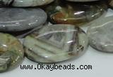 CAB83 15.5 inches 22*30mm oval silver needle agate gemstone beads