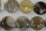 CAG2437 15.5 inches 16mm flat round Chinese botswana agate beads