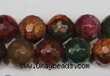 CAG4650 15.5 inches 8mm faceted round fire crackle agate beads