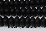 CAG6021 15.5 inches 4*8mm rondelle matte black agate beads