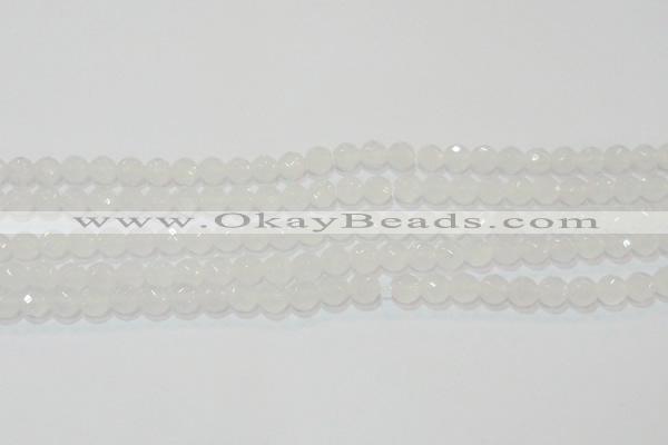 CAG6512 15.5 inches 8mm faceted round Brazilian white agate beads