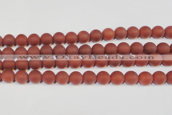 CAG6557 15.5 inches 14mm round matte red agate beads wholesale