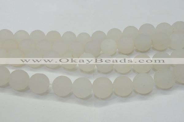 CAG6685 15 inches 18mm round white pilates agate beads