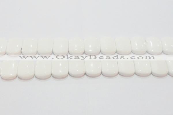 CAG7275 15.5 inches 18*25mm rectangle double drilled white agate beads