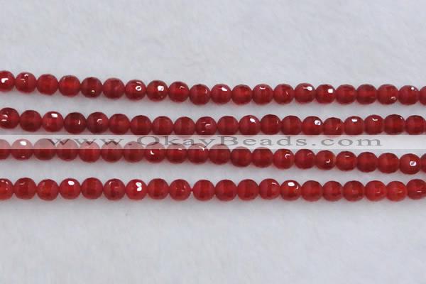 CAG7456 15.5 inches 6mm faceted round matte red agate beads