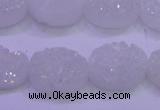 CAG8180 7.5 inches 15*20mm oval white plated druzy agate beads