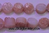CAG8341 7.5 inches 12mm coin champagne plated druzy agate beads