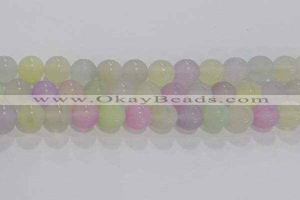 CAG8933 15.5 inches 10mm round matte colorful agate beads wholesale
