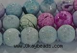 CAG8980 15.5 inches 8mm faceted round fire crackle agate beads
