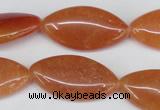 CAJ165 15.5 inches 15*30mm marquise red aventurine jade beads
