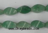 CAJ310 15.5 inches 8*16mm twisted tetrahedron green aventurine jade beads