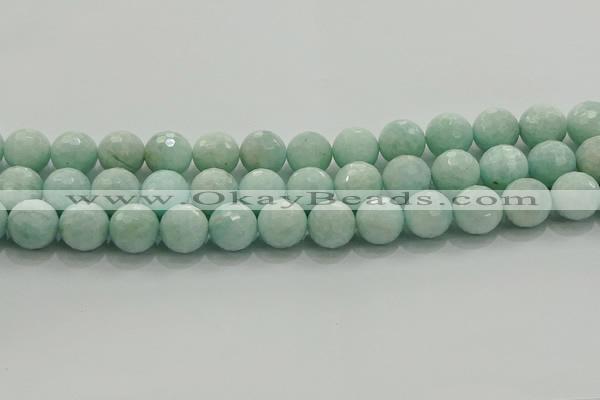 CAM1515 15.5 inches 14mm faceted round natural peru amazonite beads