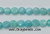 CAM300 15.5 inches 8mm flat round natural peru amazonite beads