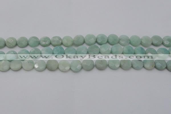 CAM363 15.5 inches 10mm faceted coin amazonite gemstone beads