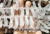 CBBS106 Top drilled 6*20mm - 8*30mm hexahedral prism rose quartz beads