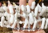CBBS109 Top drilled 6*20mm - 8*30mm hexahedral prism white moonstone beads
