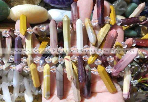 CBBS114 Top drilled 6*20mm - 8*30mm hexahedral prism mookaite beads