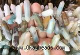 CBBS122 Top drilled 6*20mm - 11*35mm hexahedral prism colorful amazonite beads