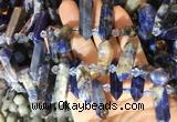 CBBS124 Top drilled 6*20mm - 11*35mm hexahedral prism sodalite beads