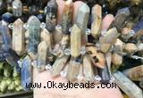 CBBS125 Top drilled 6*20mm - 11*35mm hexahedral prism sodalite beads