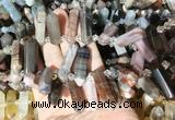 CBBS128 Top drilled 6*20mm - 11*35mm hexahedral prism wooden jasper beads