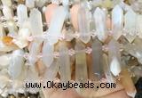CBBS129 Top drilled 6*20mm - 11*35mm hexahedral prism sakura agate beads