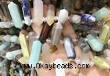 CBBS130 Top drilled 6*20mm - 11*35mm hexahedral prism colorful gemstone beads