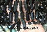 CBBS136 Centre drilled 6*20mm - 11*35mm hexahedral prism golden obsidian beads