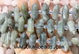 CBBS142 Centre drilled 6*20mm - 11*35mm hexahedral prism labradorite beads