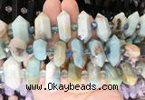 CBBS148 Centre drilled 8*20mm - 14*30mm hexahedral prism colorful amazonite beads