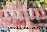 CBBS171 Top drilled 8*28mm - 9*30mm hexahedral prism cherry quartz beads