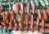 CBBS172 Top drilled 8*28mm - 9*30mm hexahedral prism red jasper beads
