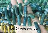 CBBS183 Top drilled 8*28mm - 9*30mm hexahedral prism moss agate beads CBBS183 Top drilled 8*28mm - 9*30mm hexahedral prism moss agate beads