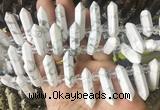 CBBS184 Top drilled 8*28mm - 9*30mm hexahedral prism white howlite beads