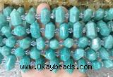 CBBS204 Centre drilled 7*16mm - 11*25mm hexahedral prism amazonite beads wholesale CBBS204 Centre drilled 7*16mm - 11*25mm hexahedral prism amazonite beads wholesale