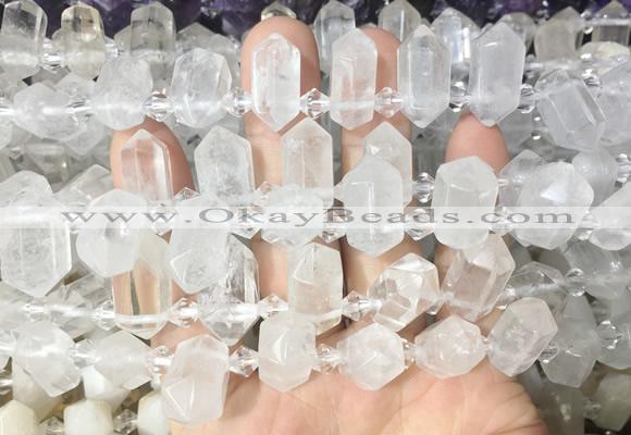CBBS207 Top drilled 7*16mm - 11*25mm hexahedral prism white crystal beads wholesale