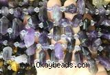 CBBS209 Top drilled 7*16mm - 11*25mm hexahedral prism amethyst beads wholesale