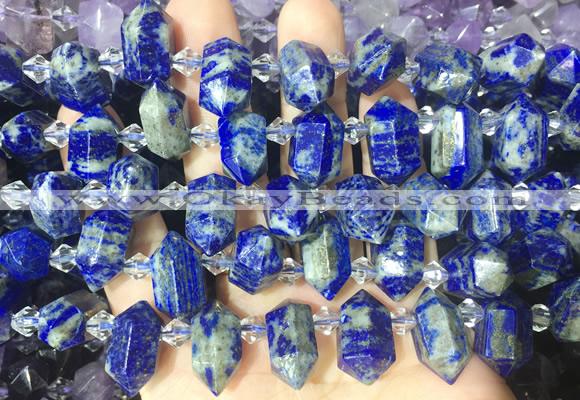 CBBS216 Top drilled 7*16mm - 11*25mm hexahedral prism lapis lazuli beads wholesale