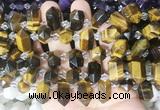 CBBS217 Top drilled 7*16mm - 11*25mm hexahedral prism yellow tiger eye beads wholesale
