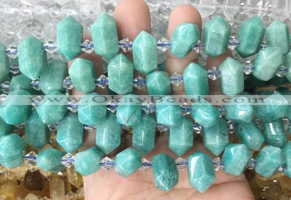 CBBS220 Top drilled 7*16mm - 11*25mm hexahedral prism amazonite beads wholesale